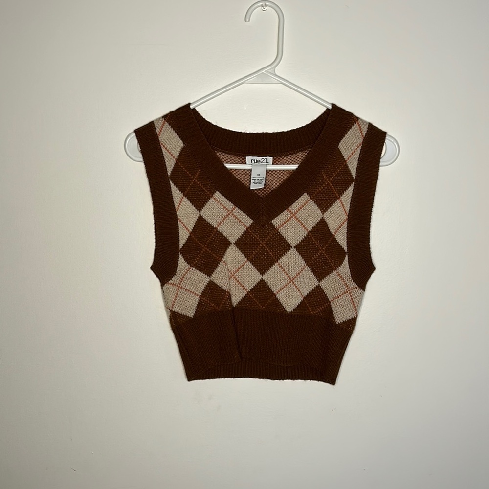 brown sweater vest